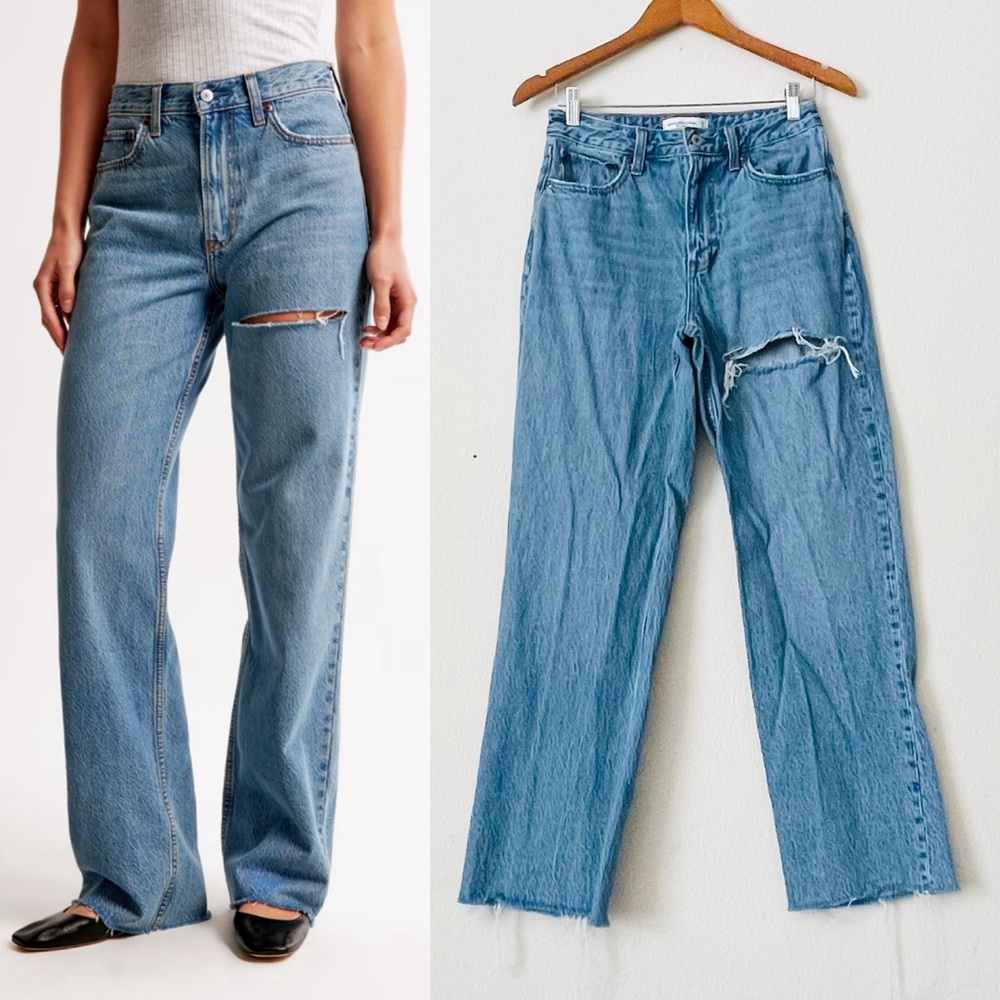 Abercrombie & Fitch SIZE 26 Curve Love The Loose High Rise Straight leg jeans